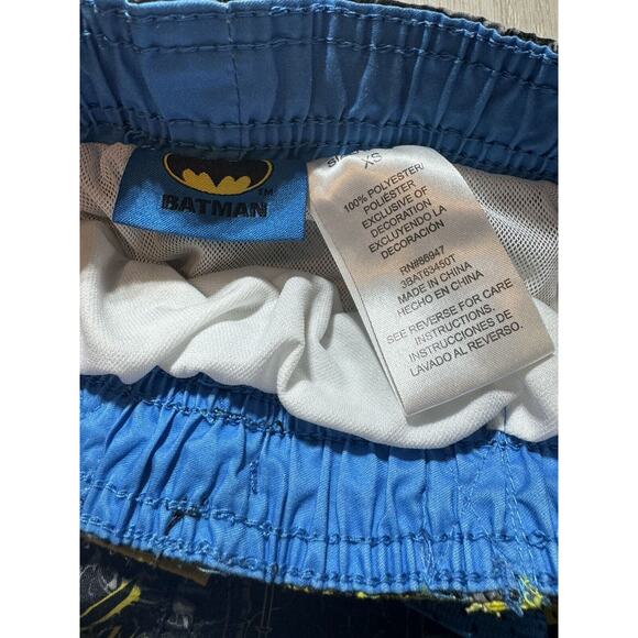 Batman DC Comics Swim Trunks Kids Size XS Blue Black‎ Yellow Elastic Waist - Picture 3 of 3